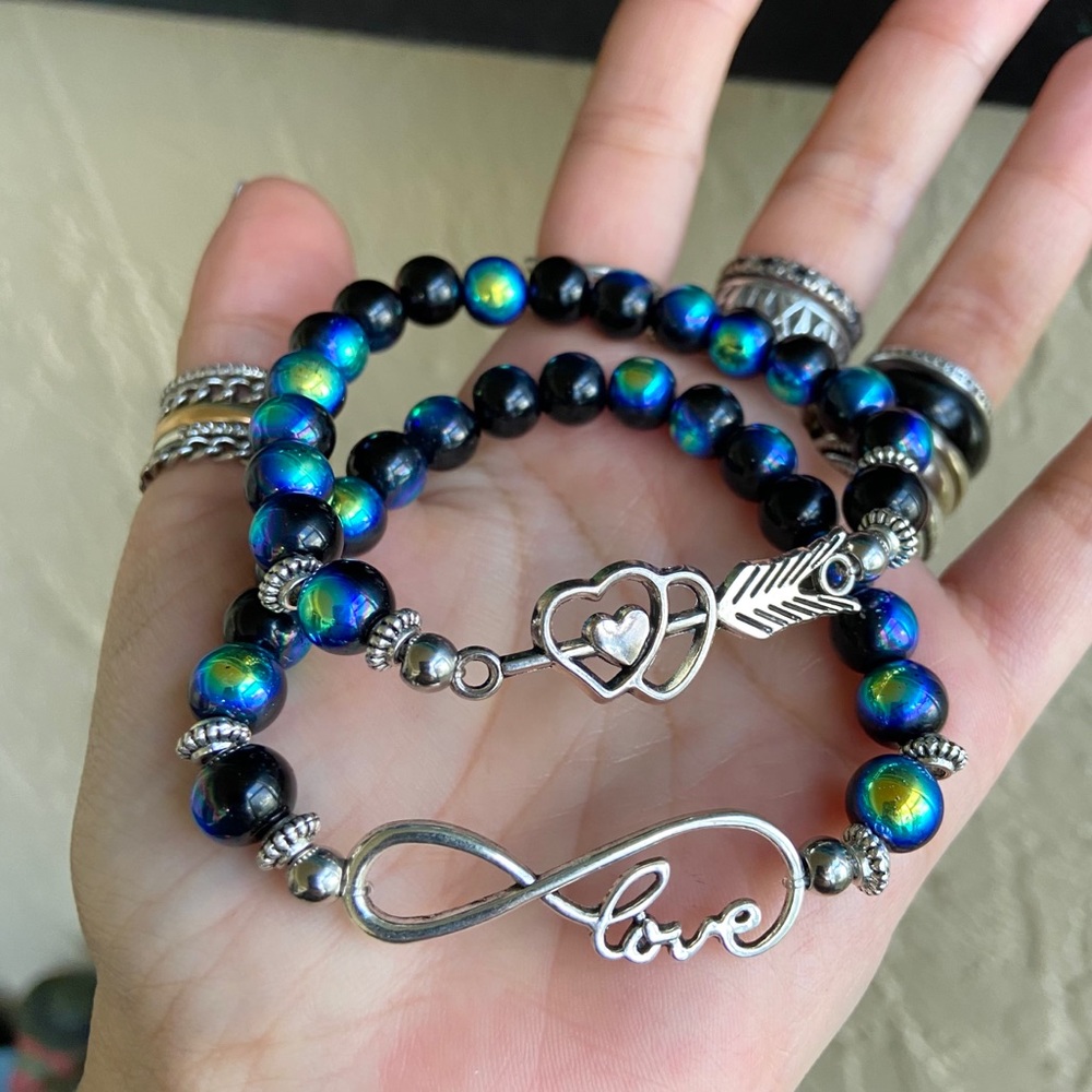 Iridecent beads heart arrow & infinity love set - Picture 4 of 10